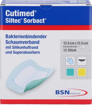 Produktbild von Cutimed Siltec Sorbact B 12,5x12,5cm, 12 St KOM