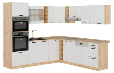 Image de Cuisine en angle Vicco R-Line Blanc campagne/Chêne de force doré 247 x 237 cm, PT Chêne, Model 53470