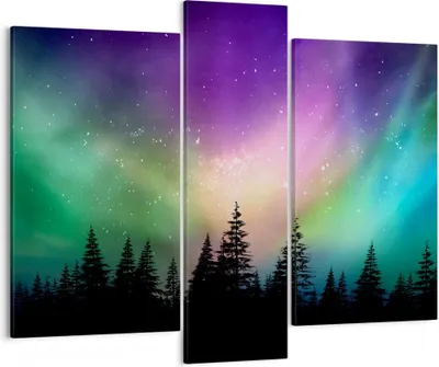 Produktbild von Bild auf Leinwand - Leinwandbild - Aurora Polar Nacht - 95x80cm - Wand Bild - Wanddeko - Wandbilder - Leinwanddruck - Bilder - Kunstdruck - Wanddekoration - Leinwand bilder - Wandkunst - CB95x80-3454