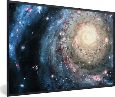 Produktbild von MuchoWow® Gerahmtes Poster Illustration der Galaxie Milchstraße 60x40 cm - Poster mit Schwarzem Bilderrahmen Wandposter Rahmen Foto Bilder - Printing - Wanddeko Schlafzimmer