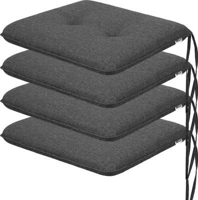 Produktbild von HOBBYGARDEN outdoor/indoor, Set 4 Sitzkissen, Sitzpolster, Gartenmöbel Kissen, für Stuhle oder Liege, Polster, 50 x 43 cm, Graphit