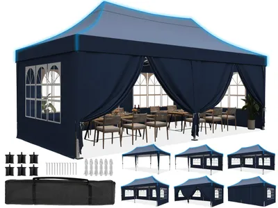 Produktbild von Quictent Pavillon 3x6m Faltpavillon Wasserdicht Stabil mit 6 Seitenteilen Partyzelt Pop Up Camping Pavillon Gartenzelt Gartenpavillon für Garten,Party