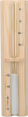 Produktbild von Navaris Sauna Sanduhr aus Kiefernholz - 15 Minuten Saunauhr - Hitzebeständige Holz Uhr zum Drehen - 29,5 x 7,5 x 4 cm - Hellbraun mit weißem Sand