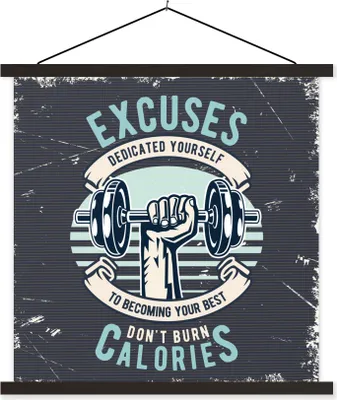 Produktbild von MuchoWow® Textilposter Gewichte - Fitness - Hand - Retro 60x60 cm mit schwarzem Rahmen - Posteraufhänger