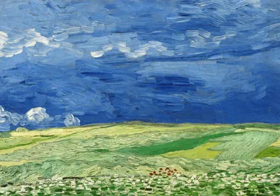 Image de Affiche 100 x 70 cm Champ de blé sous des nuages d'orage, Van Gogh Vintage