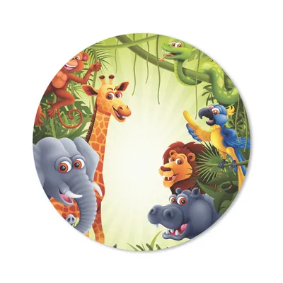 Produktbild von MuchoWow® Mauspad Mousepad Dschungel - Jungen - Mädchen - Baby - Elefant - Löwe - Giraffe 30x30 cm - Mousepads - Maus Mat - Pad - Mausunterlage - Tischunterlage - Schreibtischmatten