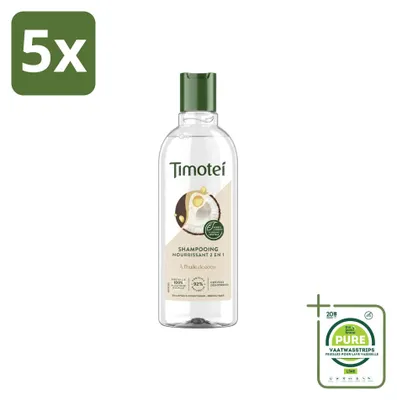 Immagine prodotto di 5 flaconi di shampoo nutriente 2-in-1 Timotei - 300 ml - confezione grande - 5 pezzi