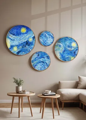 Zdjęcie produktu dla Wallity, Huhu291, Dekoracyjny obraz MDF w ramie (4 sztuki), wielokolorowy, 100% MASSIVE WOOD, 36 x 36 cm