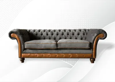 Produktbild von Sofa 3 Sitzer Klassisch Design Sofas Polster Leder Moderne Couchen Chesterfield