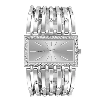 Produktbild von Quarzuhr,Bling Kristalle Armreif Damenuhr,Rechteckiges Zifferblatt,Uhren, Damenuhren, Quarzuhren, Damen-Quarzuhren