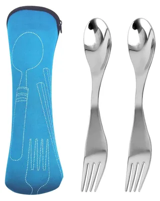 Productafbeelding van Set van 2 multifunctionele sporks met etui voor buitengebruik