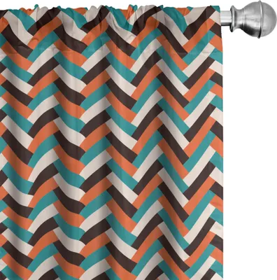 Produktbild von ABAKUHAUS Mitte des Jahrhunderts Vorhänge, Gardinen, Fischgrätenmuster in den Retro- Farben Einfacher flippiger Entwurf der klassischen Mosaik-Fliese, 2 Stück 75 x 225 cm, Mehrfarbig
