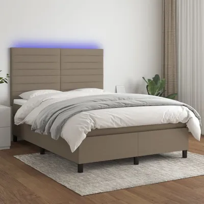 Produktbild von Boxspringbett mit Matratze & LED Taupe 140x190 cm Stoff