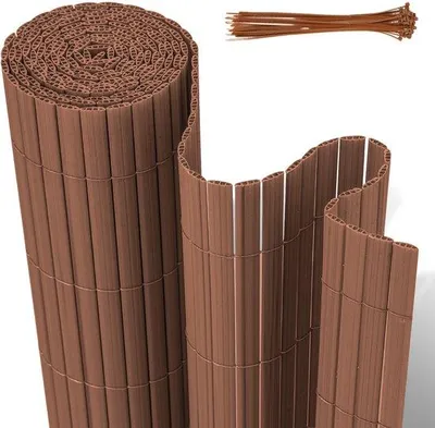 Imagen del producto de Panel divisor para jardín de PVC, 1,8 x 5 metros - Protección de privacidad para jardín y balcón - color marrón