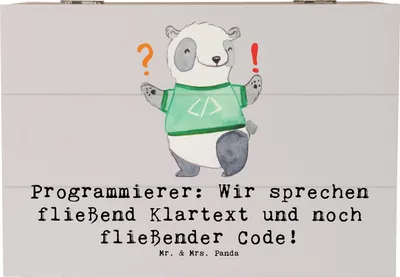 Produktbild von Mr. & Mrs. Panda holzschatulle Programmierer Codeflüsterer 22 x 15 cm - Grau Pastell - Geschenk, fotobox, Truhe, Beruf, Berufsprodukte, kreative Geschenke, Logik, für
