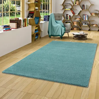 Produktbild von Hochflor Shaggy Teppich Palace Mintgrün, Größe:133x133 cm