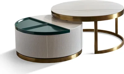 Produktbild von Beistell Couch Tisch Rund Tische Runde Sofa Metall Glas Designer Luxus design