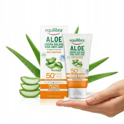 Obrázek produktu pro Equilibra Aloesowy przeciwzmarszczkowy Krem przeciwsłoneczny SPF 50+ UVA/UVB, 75 ml