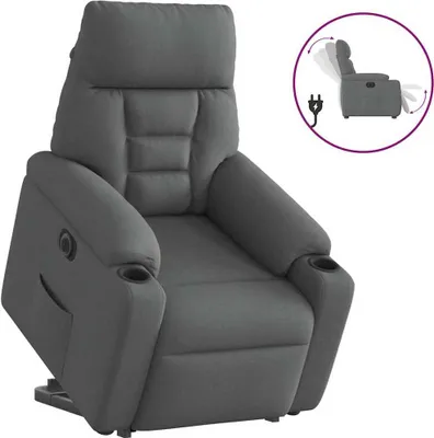 Imagen del producto de Sillón reclinable eléctrico con ajuste de posición, tapizado en tela de color gris oscuro