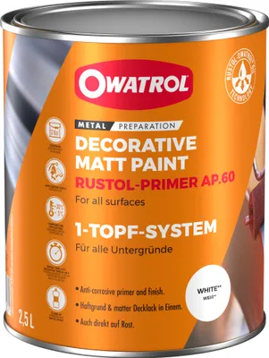 Produktbild von OWATROL AP60 Weiß Matt Rostschutz Grundierung Metallschutzlack 2,5 Liter