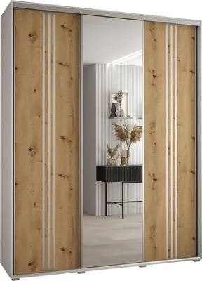 Produktbild von MEBLE KRYSPOL Davos 7 Schrank, drei Türen - 235,2x190x60 cm - Weiß Artisan Silber