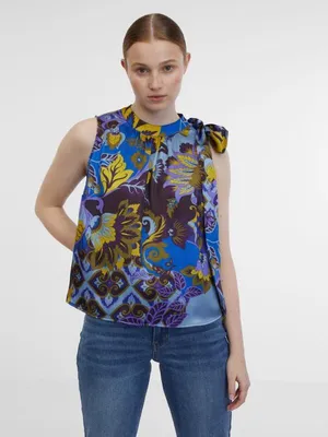 Produktbild von Orsay Blaue gemusterte Satinbluse für Damen 1000721509000__36