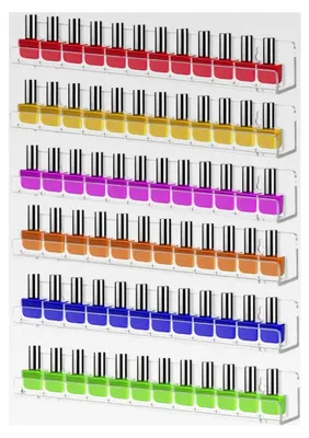 Produktbild von 6 Stück Nagellackregal für die Wand, transparenter Acryl Nagellack Organizer, Wandregal für 90 Flaschen, ätherische Öle, Farben