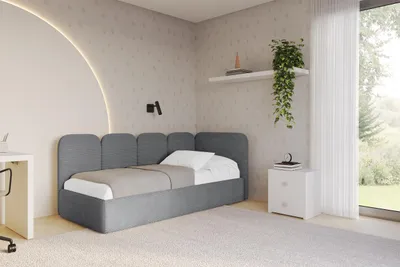 Produktbild von ALTDECOR Jugendbett mit Bettkasten VELY - 80x200 - Dunkelgrau - Poso 115 - Bett mit Matratze - Links angeordnet - Einzelbett mit Stauraum - Polsterbett Kinderbett
