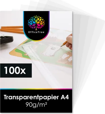 Produktbild von OfficeTree 100 Blatt Transparentpapier weiß DIN A4 - 90 g/qm (wp)