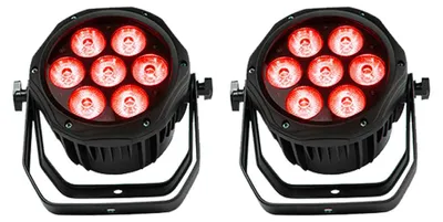 Produktbild von LED-PAR-Scheinwerfer - 7x18 W RGBWA UV 6-in-1 - 2er-Set - IP65 - DMX512 - 100–240 V EU-Stecker - Outdoor-Bühnenbeleuchtung