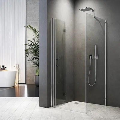 Produktbild von Duschkabine 100x80 cm Eckeinstieg 180° Falttür Duschabtrennung mit Seitenwand 80×100 cm Eckdusche Duschwand aus 6 mm ESG Glas,Höhe 195 cm