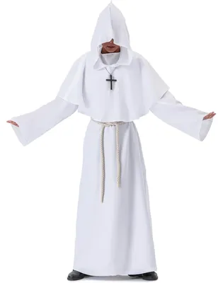 Immagine prodotto di Costume da monaco con cappuccio, da uomo, colore bianco, taglia L