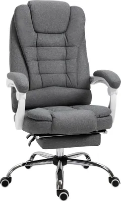 Immagine prodotto di Sedia da ufficio ergonomica, con poggiapiedi pieghevole, regolabile in altezza e inclinazione, in metallo (grigio)