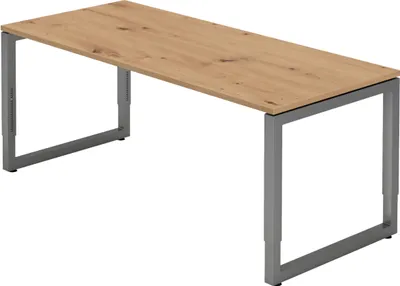 Produktbild von bümö Schreibtisch Serie-R - Nachbildung: Asteiche, Gestell: Graphit, Größe:  180 x 80 cm