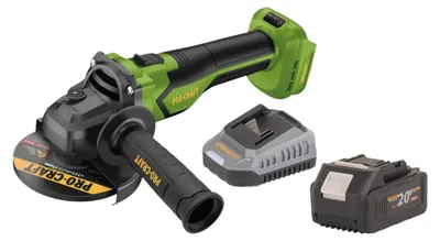 Obrázek produktu pro Akumulátorová úhlová bruska Procraft PGA22-BB 20 V 125 mm bezkartáčová + 1x akumulátor 4,0 Ah + nabíječka.