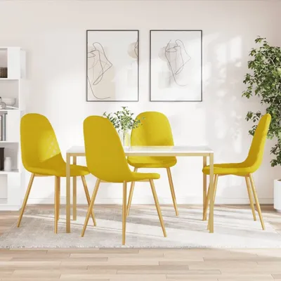 Produktbild von The Living Store Esszimmerstühle 4 Stk. Senfgelb Samt
