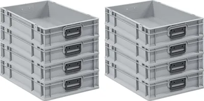 Produktbild von SuperSparSet 8x Eurobox NextGen Portable Duo  Germany | HxBxT 12x40x60cm | 23 Liter | Eurobehälter, Transportbox, Transportbehälter, Stapelbehälter
