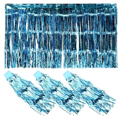 Produktbild von 4 Stück Tischrock mit Lamettaquasten 275X75cm Hellblau Formstabil und Farbecht für Festlichkeiten