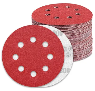 Immagine prodotto di Dischi abrasivi da 125 mm con sistema di fissaggio a velcro, grana 800, con 8 fori, per levigatrici eccentriche, confezione da 100 pezzi