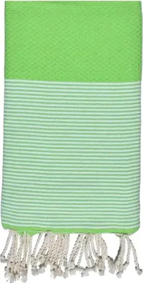 Produktbild von Fouta-Strandtuch Wabengrün aus Baumwolle 100 x 200 cm