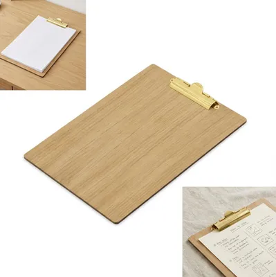 Zdjęcie produktu dla Clipboard drewniany DĘBOWA podkładka A4 ze ZŁOTYM klipsem