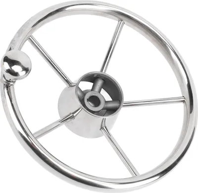 Image de 11 Inch Boat Steering Wheel Marine Stainless Steel 5 Spoke 25 Degree with Foam Grip and Center Cap for Yachts Speedboats Ships