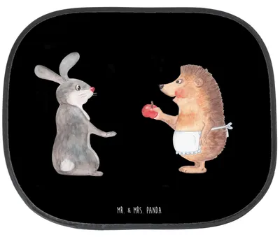 Produktbild von Mr. & Mrs. Panda pkw sonnenschutz Hase Igel - Schwarz - Geschenk, Sonnenblende Auto, saugnapf, Liebeskummer, und, hitzeschutz, Trösten, für Autoscheiben, Herzschmerz