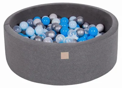 Image de Piscine à balles grise avec balles Bleu / Transparent / Bleu clair / Argent / Gris