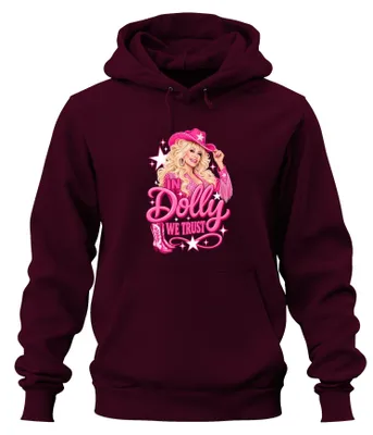 Produktbild von In Dolly We Trust Pink Cowgirl Hut Country Nashville Fan Hoodie Kapuzenpullover, Burgundy, XXL