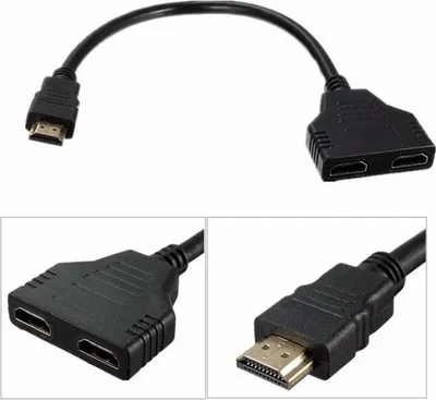 Produktbild von 1 in 2 Out HDMI Verteiler Splitter Adapter Full HD 1 Stecker auf 2 Buchse Kabel