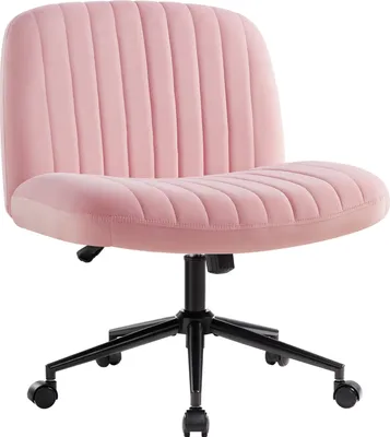 Produktbild von IWMH Bürostuhl ohne Armlehnen, Drehstuhl mit Rollen, Höhenverstellbar Schreibtischstuhl, Computerstuhl mit Mittlerer Rückenlehne - Samt - Rosa