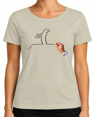 Imagen del producto de Camiseta para mujer con el diseño "La Línea Osvaldo Cavandoli Balum Strichmännchen", color natural, talla M