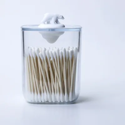 Produktbild von QUALY Wattestäbchen Aufbewahrung Aufbewahrungsbehälter Ohrstäbchen Polar Bear