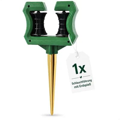 Produktbild von com-four® Gartenschlauch-Schlauchführung mit Erdspieß - Rollenführung